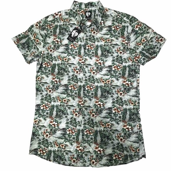 Twisted Tailor Mens Hawaiian Hibiscus All Over Cotton Button Up Shirt Medium NWT - Picture 10 of 10